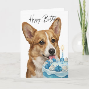 Corgi-Geburtstagskuchen-Inspektor Karte
