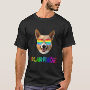Corgi-Gesicht Regenbogen-Sonnenbrille Gay Pride Lg T-Shirt