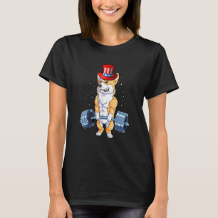 Corgi Gewichtheben Muskel 4. Juli Onkel Sam T-Shirt