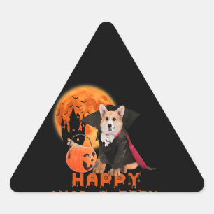 Corgi Gift Happy Quaroteen Corgi Halloween Dreieckiger Aufkleber