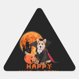 Corgi Gift | Happy Quaroteen Corgi Halloween Dreieckiger Aufkleber