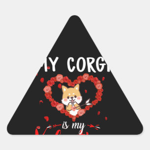 Corgi Gift Mein Corgi ist mein Valentine Dreieckiger Aufkleber
