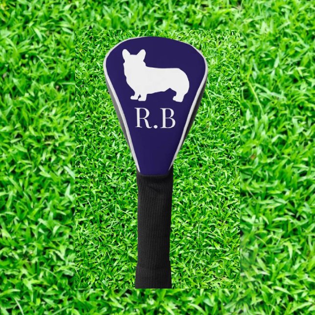 Corgi Golf Blue Navy Headcover (Elevate your golf game with our English Bulldog Monogram Golf Head Cover! )