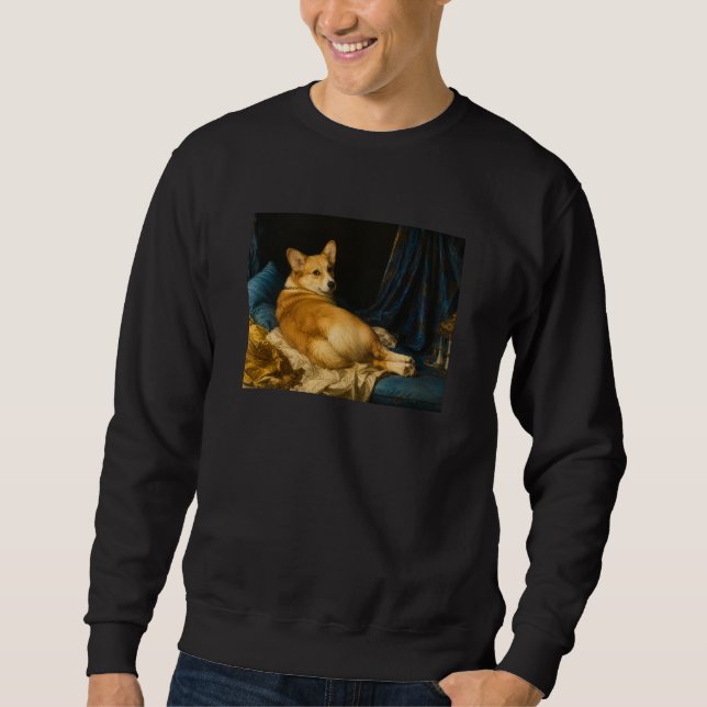 Corgi Grande Odalisque Parodie Klassisches Gemälde Sweatshirt (Vorderseite)