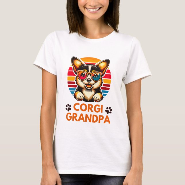 Corgi Grandpa Retro Corgi Dog Lover Design T-Shirt (Vorderseite)