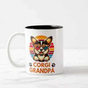 Corgi Grandpa Retro Corgi Dog Lover Design Zweifarbige Tasse