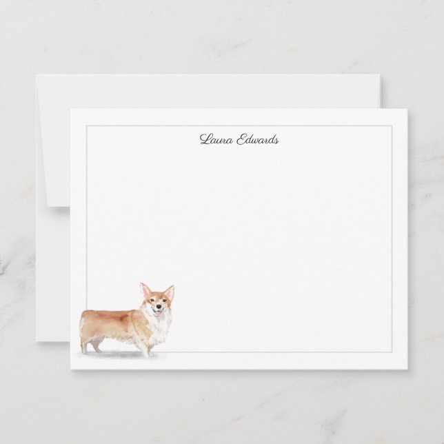 Corgi Gray Border Personalisiert Stationery Mitteilungskarte (Vorderseite)
