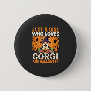 Corgi Halloween Hexen Mädchen Vintage Horror Button