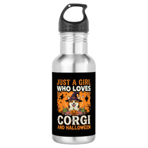 Corgi Halloween Hexen Mädchen Vintage Horror Edelstahlflasche