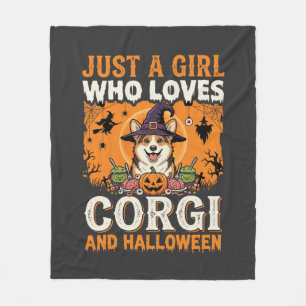 Corgi Halloween Hexen Mädchen Vintage Horror Fleecedecke