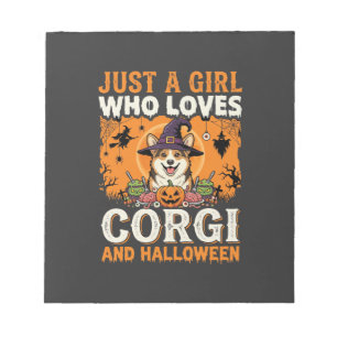 Corgi Halloween Hexen Mädchen Vintage Horror Notizblock