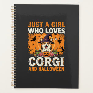 Corgi Halloween Hexen Mädchen Vintage Horror Planer