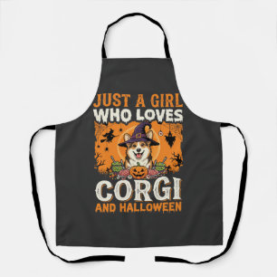 Corgi Halloween Hexen Mädchen Vintage Horror Schürze