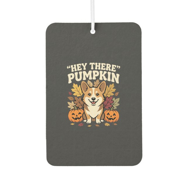 Corgi Halloween Hey There Kürbis Design Autolufterfrischer (Vorderseite)