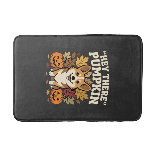 Corgi Halloween Hey There Kürbis Design Badematte (Vorderseite)