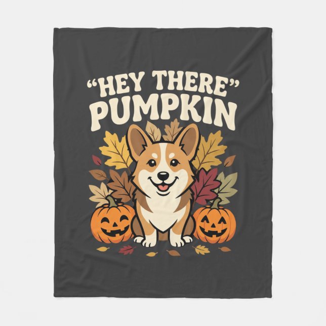 Corgi Halloween Hey There Kürbis Design Fleecedecke (Vorderseite)