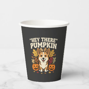 Corgi Halloween Hey There Kürbis Design Pappbecher