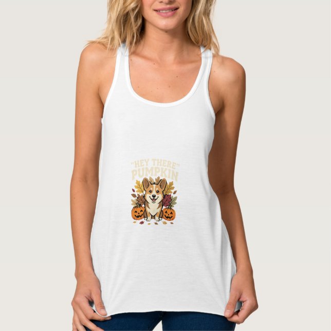 Corgi Halloween Hey There Kürbis Design Tank Top (Vorderseite)