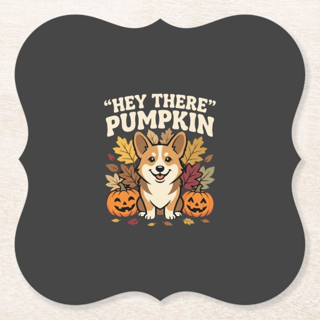 Corgi Halloween Hey There Kürbis Design Untersetzer (Vorderseite)