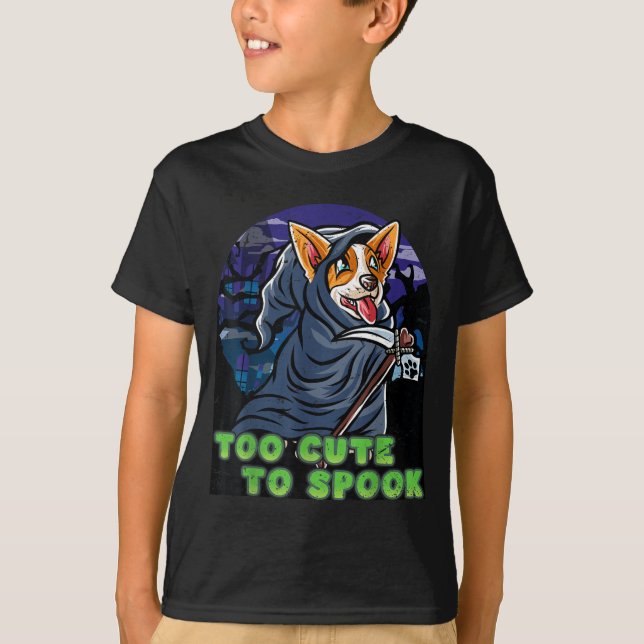 Corgi-Halloween-Kostüm Sensenmann T-Shirt (Vorderseite)