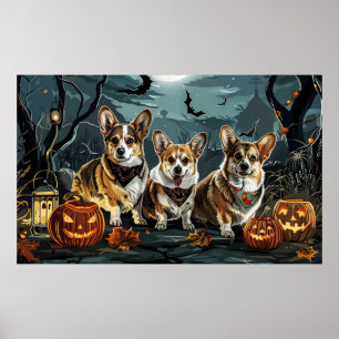 Corgi Halloween Spooky Poster