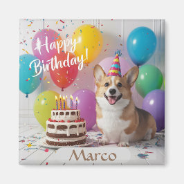 Corgi Happy Birthday Magnet