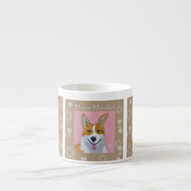 Corgi Happy Hanukkah Espressotasse (Vorderseite)