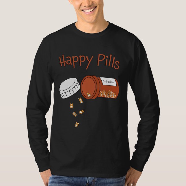 Corgi Happy Pills T-Shirt (Vorderseite)