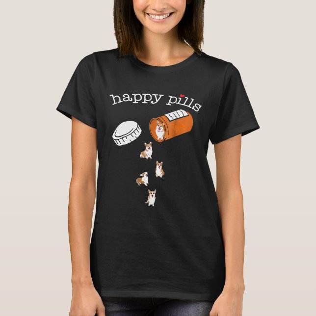 Corgi Happy Pills T-Shirt (Vorderseite)