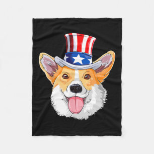 Corgi Haustiere Hunde 4. Juli Amerikanische Flagge Fleecedecke