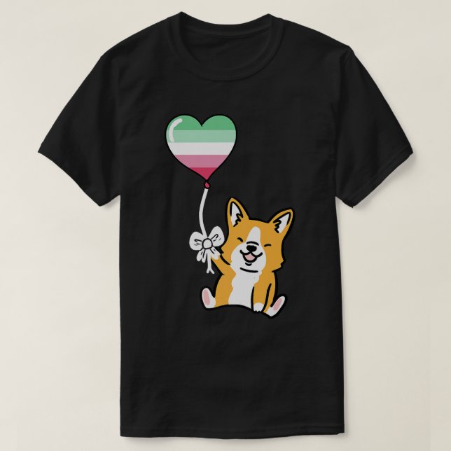 Corgi Heart Balloon Abrosexual Pride Premium T-Shi T-Shirt (Design vorne)