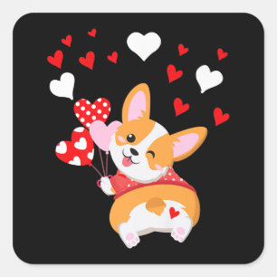 Corgi Heart , Ratet was Corgi Hintern Quadratischer Aufkleber