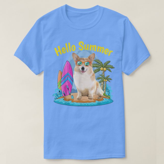 Corgi Hello Summer Dog Lover Vacation 2022 T-Shirt (Design vorne)
