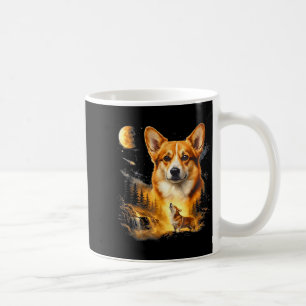 Corgi heult den Mond an im Vintage 90er Retro Stil Kaffeetasse