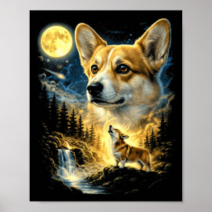 Corgi heult zum Mond Meme lustig 90er Corgi machen Poster