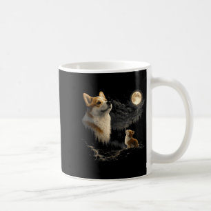Corgi heult zum Mond vintage 90er lustiger Hund Kaffeetasse