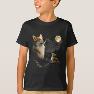 Corgi heult zum Mond vintage 90er lustiger Hund T-Shirt