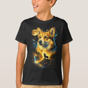 Corgi heult zum Mond vintage 90er lustiger Hund T-Shirt