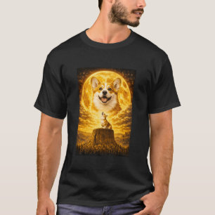 Corgi Heult zum Mond Vintage Lustiger Hund Grafik T-Shirt