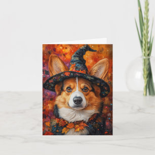 Corgi Hexe Halloween Feiertagskarte