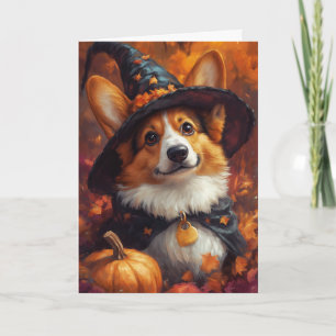 Corgi Hexe Halloween Feiertagskarte