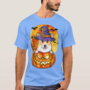 Corgi Hexe Kürbis Halloween Hunde Liebhaber Lustig T-Shirt