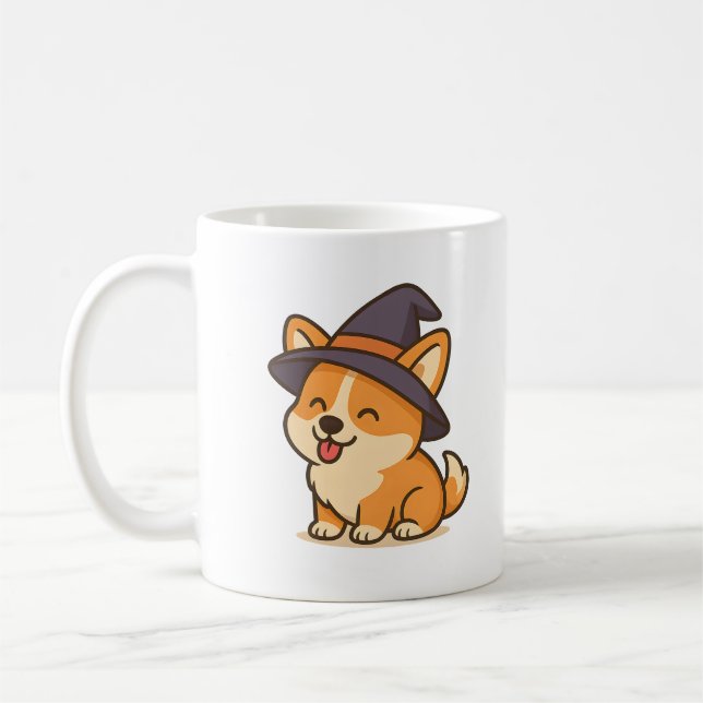 Corgi Hexe Trinkbehälter - Niedlicher magischer Hu Kaffeetasse (Links)