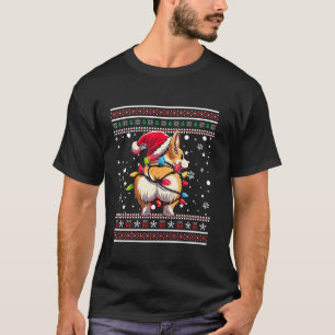 Corgi Hintern Funny Ugly Christmas Lights Weihnach T-Shirt