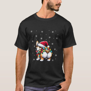Corgi Hintern Funny Weihnachtsmannmütze Lights Chr T-Shirt