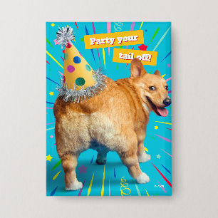 Corgi-Hintern-Geburtstagshut Button