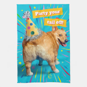 Corgi-Hintern-Geburtstagshut Geschirrtuch