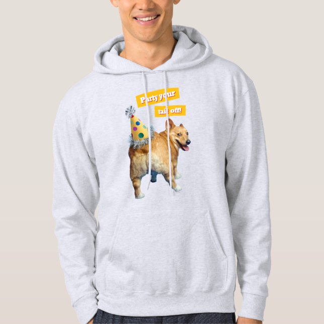 Corgi-Hintern-Geburtstagshut Hoodie (Vorderseite)