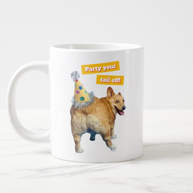 Corgi-Hintern-Geburtstagshut Jumbo-Tasse (Links)