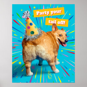 Corgi-Hintern-Geburtstagshut Poster
